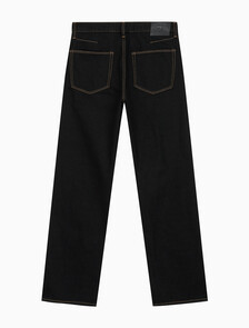 Buy [손흥민 캡슐] 남성 릴렉스 스트레이트핏 데님 진 in color BLACK