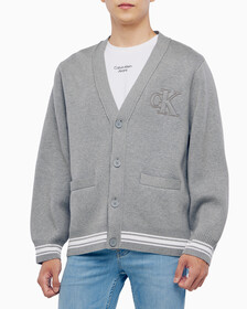 Buy 남성 바시티 가디건 스웨터 in color MID GREY HEATHER