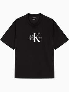 Buy 남성 오버핏 모노그램 로고 반팔 티셔츠 in color BLACK