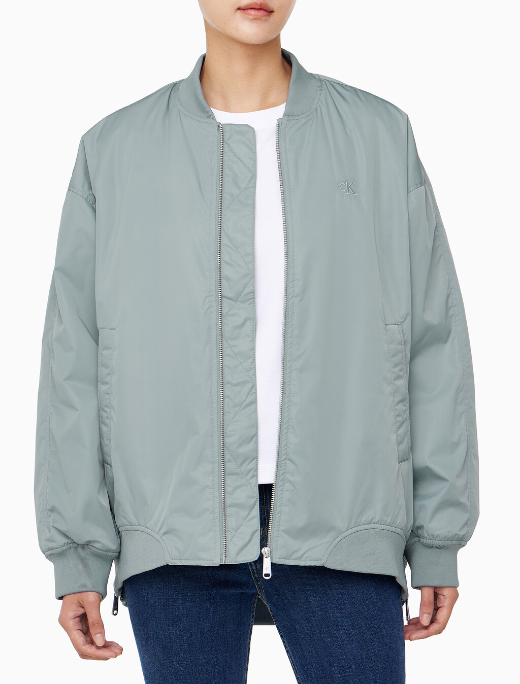 Buy 여성 롱 보머 자켓 in color BLUE