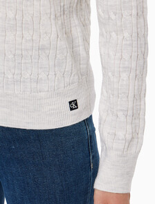 Buy 여성 울 케이블 크루넥 가디건 in color Light Grey