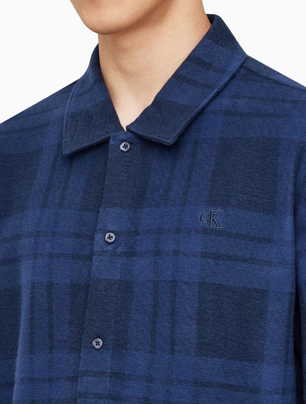 Buy 남성 프린트 플레이드 긴팔 셔츠자켓 in color DARK SAPPHIRE