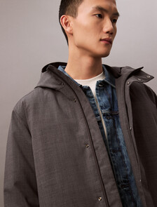 Buy 남성 롱슬리브 헤비웨이트 테크 울 푸퍼 in color GUNMETAL HEATHER