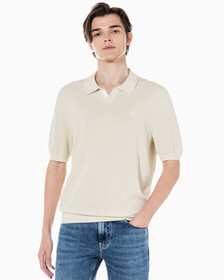 Buy 남성 엠브로이더리 로고 폴로 반팔 스웨터 in color BLUR FLORAL_BLACK