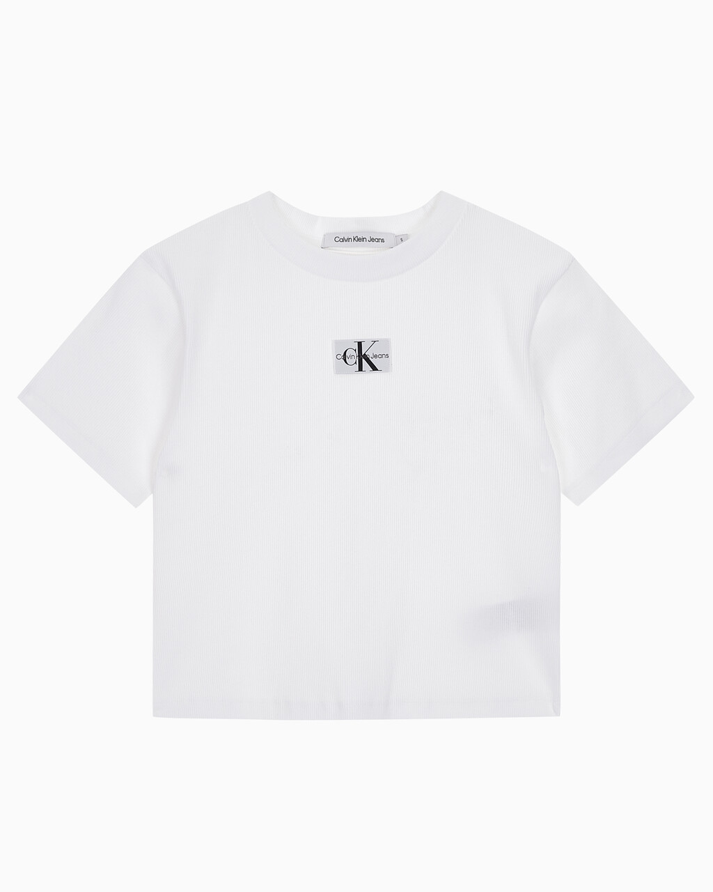 Buy 여성 로고 뱃지 크롭 반팔 티셔츠 in color BRIGHT WHITE