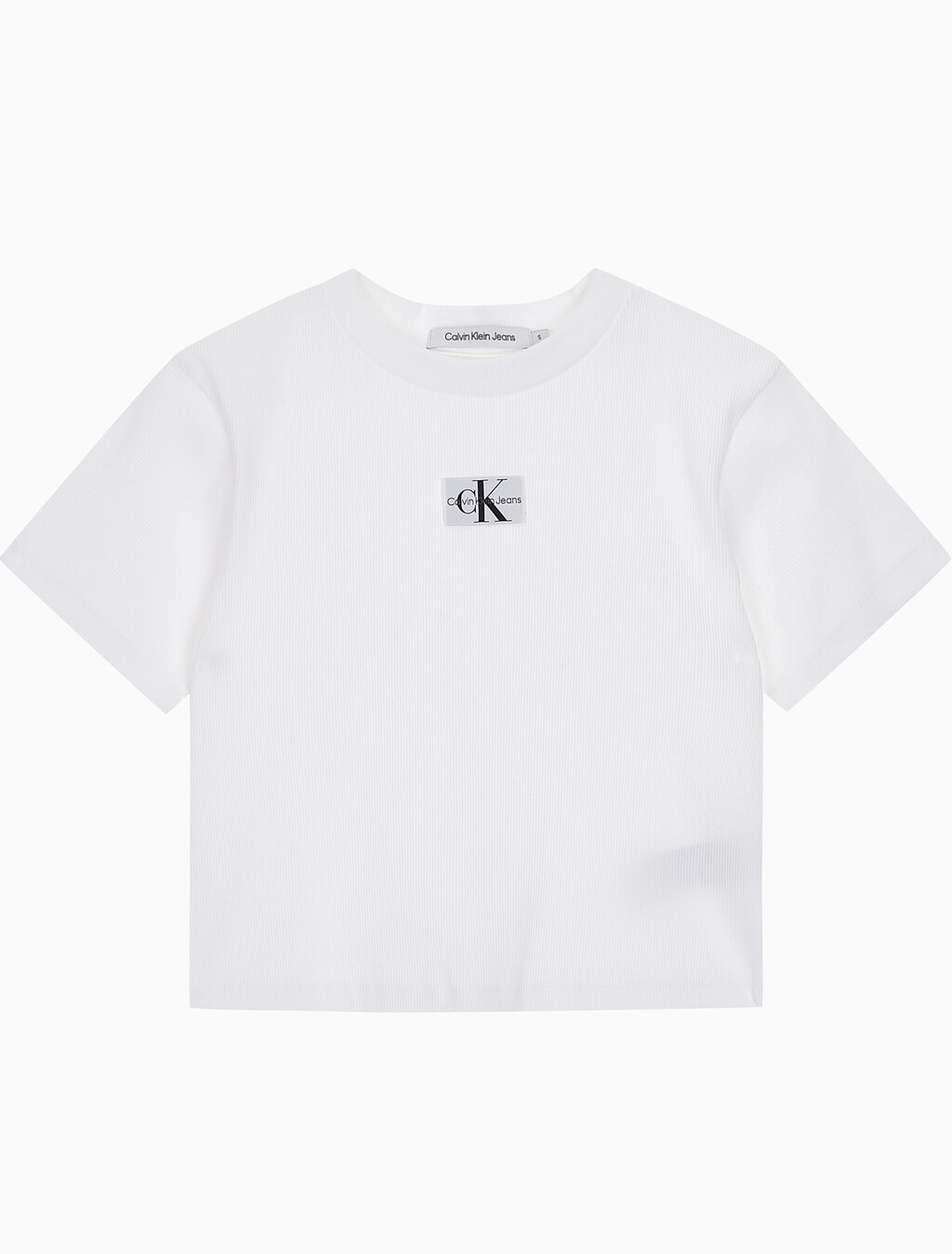 Buy 여성 로고 뱃지 크롭 반팔 티셔츠 in color BRIGHT WHITE