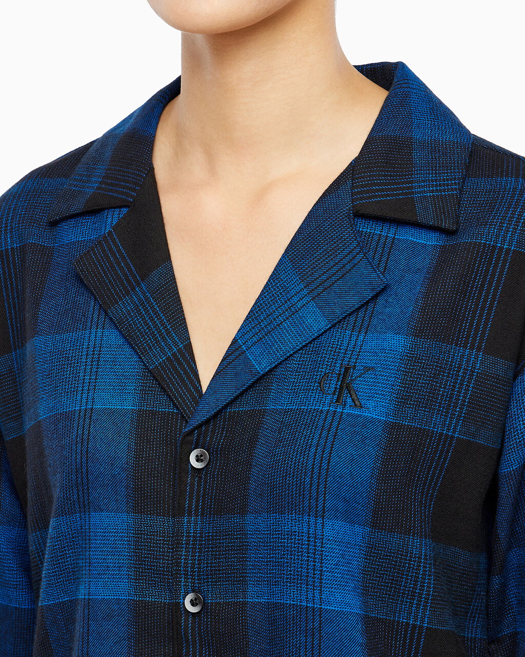 Buy 여성 플란넬 파자마 롱슬리브 나이트 셔츠 in color BLACK FLANNEL