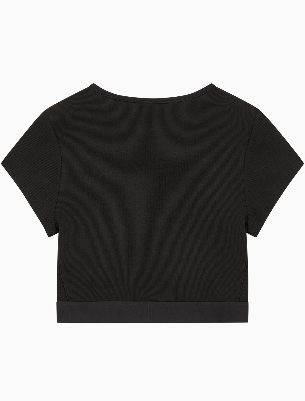 Buy 여성 코튼 스트레치 립 리브드 크롭티 in color BLACK