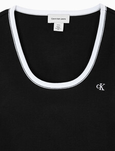 Buy 여성 베이비립 스쿱 컷아웃 탑 in color BLACK