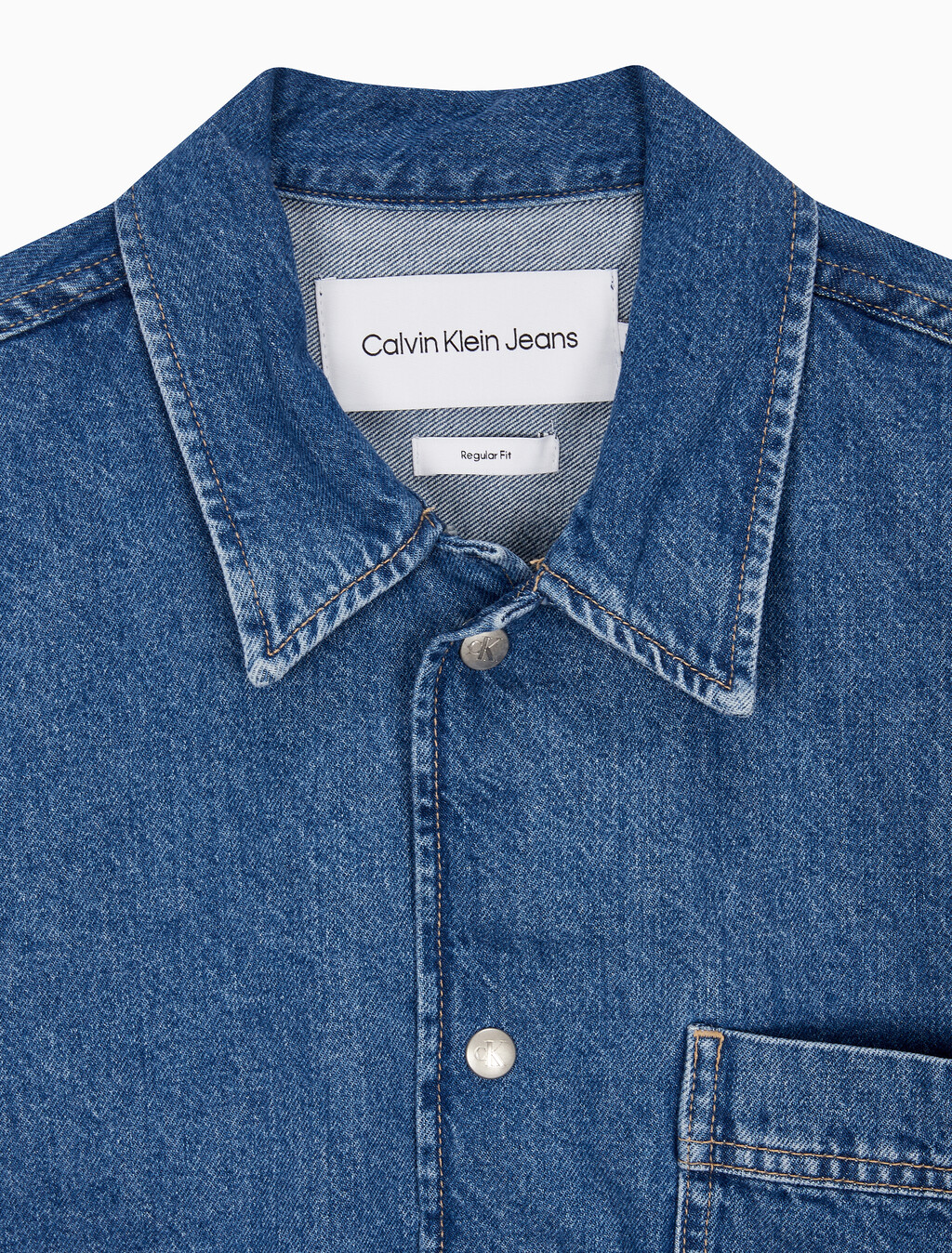 Buy 남성 데님 캠프 반팔 셔츠 in color MID BLUE BACK EMBRO