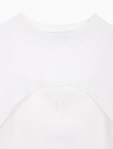 Buy 여성 3 IN 1 립 반팔 스웨터 in color BRIGHT WHITE