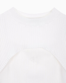 Buy 여성 3 IN 1 립 반팔 스웨터 in color BRIGHT WHITE