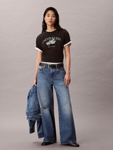 Buy 여성 로고 그래픽 릴렉스드핏 티 in color BLACK