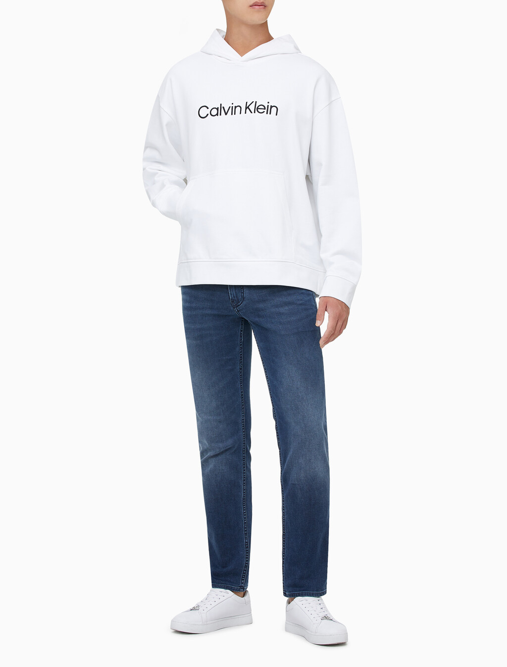 Buy 남성 릴렉스핏 스탠다드 로고 후드 티셔츠 in color BRILLIANT WHITE
