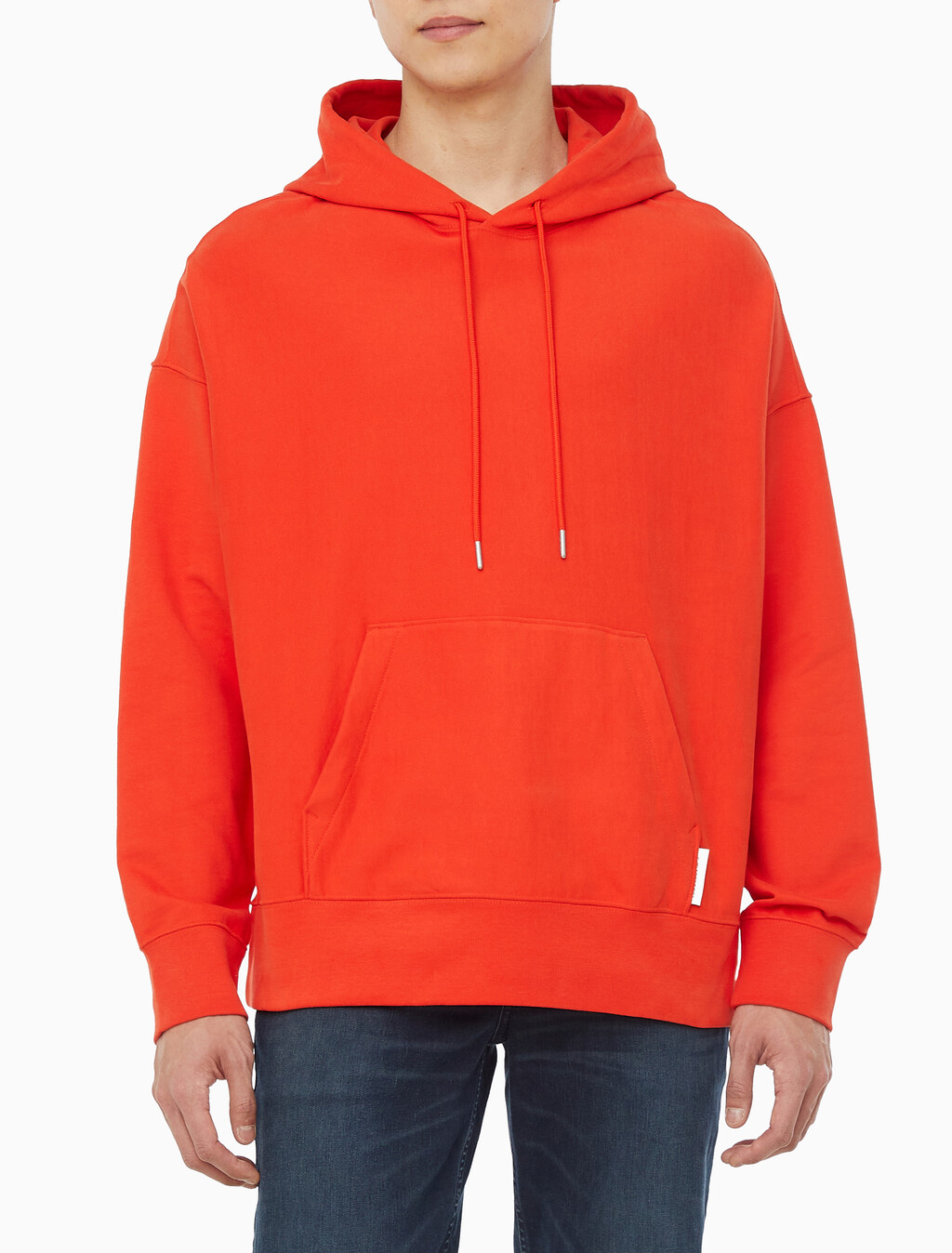 Buy 남성 오버핏 스웨이드 테리 후디 in color RED ALERT