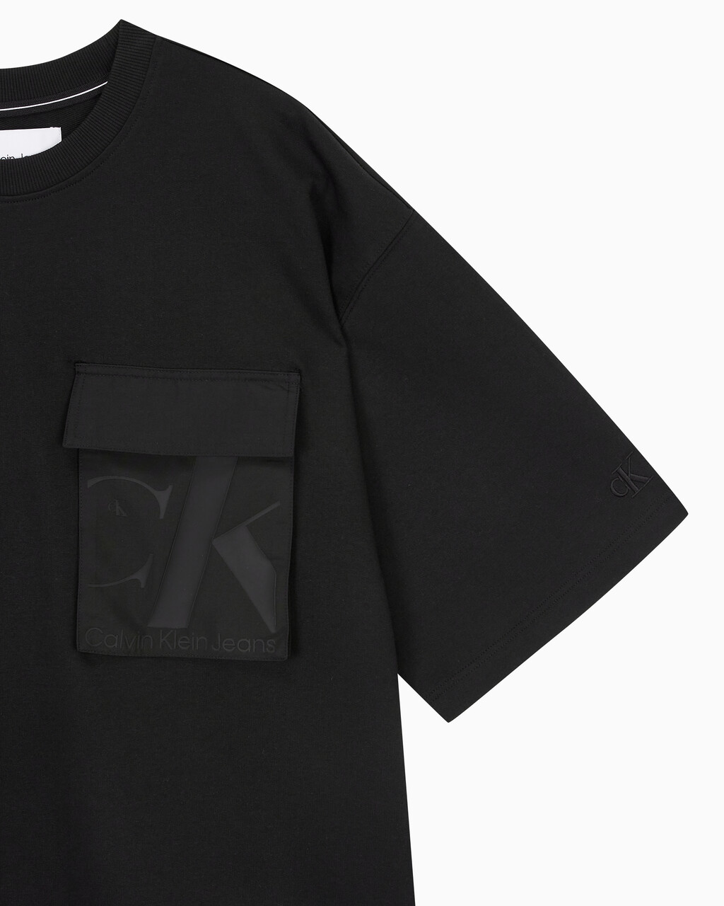 Buy 남성 오버사이즈 우븐 포켓 반팔 스웻셔츠 in color CK BLACK