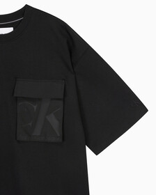Buy 남성 오버사이즈 우븐 포켓 반팔 스웻셔츠 in color CK BLACK