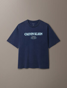 Buy 애시드 워시 그래픽 티 in color Navy