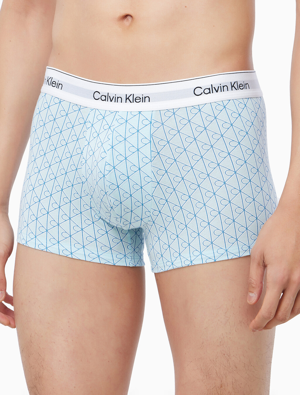 Buy 남성 아이콘 코튼 스트레치 2PK 트렁크 in color Grey / Sky Blue Print