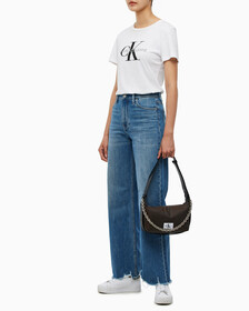 Buy 여성 CKJ 나일론 체인 미니멀 숄더백 in color DARK CHESTNUT IRIDESCENT