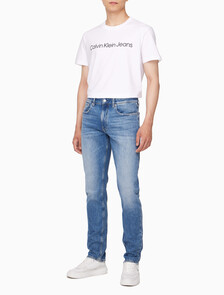 Buy 남성 어센틱 스트레이트핏 미드블루 이탈리안 데님 in color MID BLUE BACK EMBRO