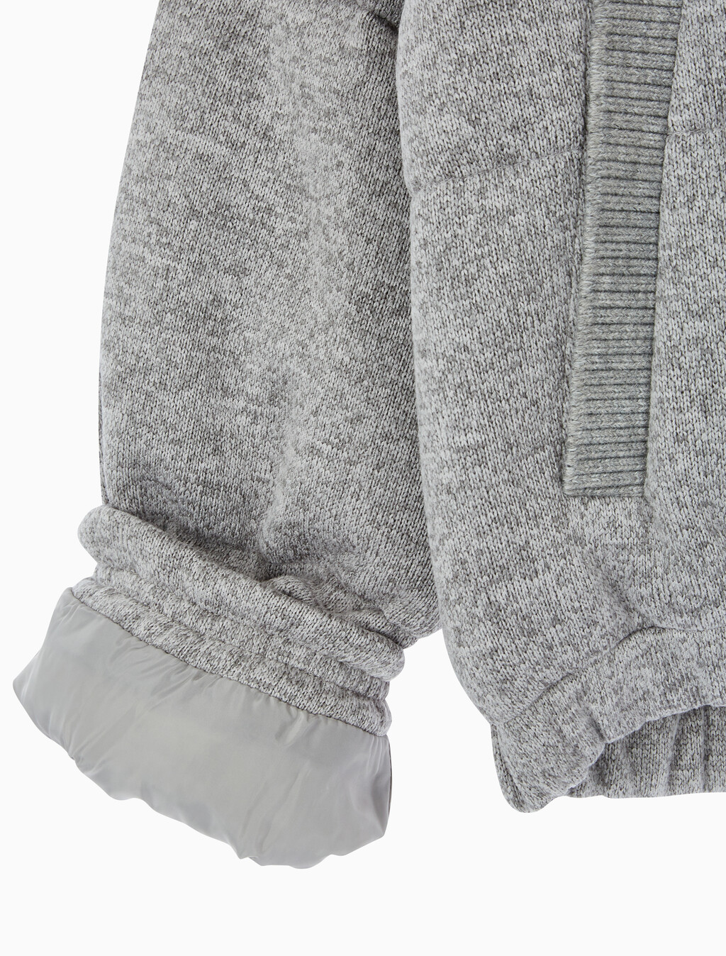 Buy 여성 크롭 니트 다운 푸퍼 in color GREY