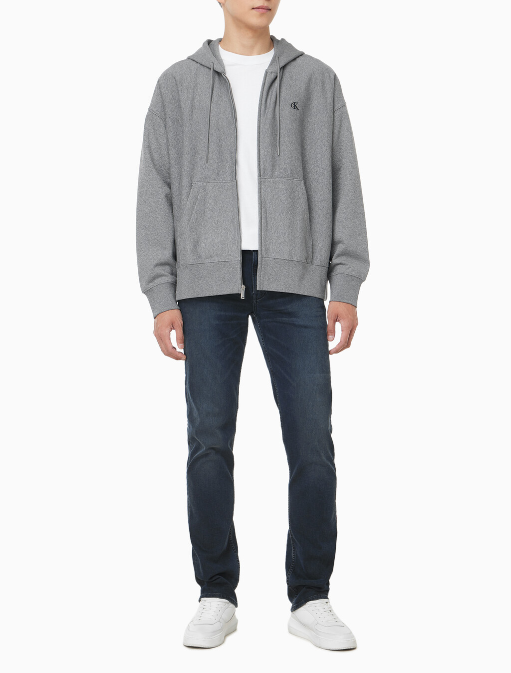 Buy 남성 프리미엄 테리 아카이브 후드 집업 in color MEDIUM GREY HEATHER