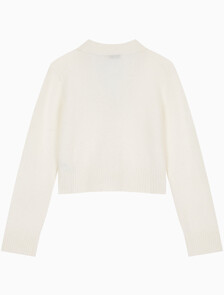 Buy 여성 플러피 얀 스웨터 가디건 in color WHITE