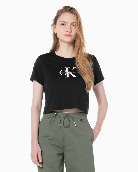 여성 모노그램 릴렉스핏 크롭 반팔 티셔츠 
