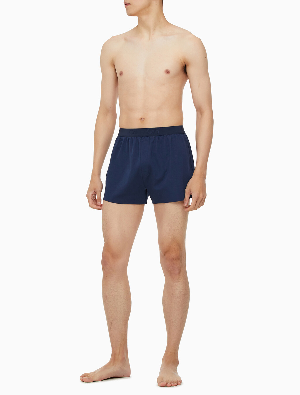 Buy 남성 CK 블랙 슬립 니트 박서 in color BLUE SHADOW