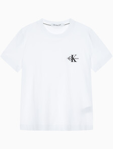 Buy 여성 레귤러핏 스몰 모노그램 로고 반팔 티셔츠  in color BRIGHT WHITE