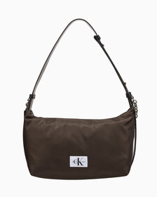 Buy 여성 CKJ 나일론 체인 미디움 숄더백 in color DARK CHESTNUT IRIDESCENT