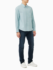 Buy 스트라이프 워시드 옥스포드 이지셔츠 in color Wild Green