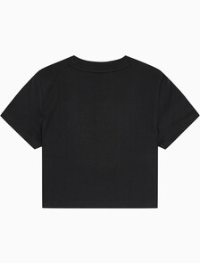 Buy 여성 레귤러핏 크롭 로고 반팔 티셔츠 in color CK BLACK