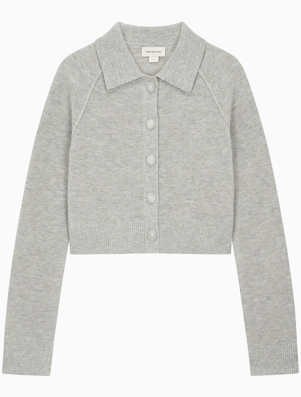 Buy 여성 버튼 가디건 in color LIGHT GREY HEATHER