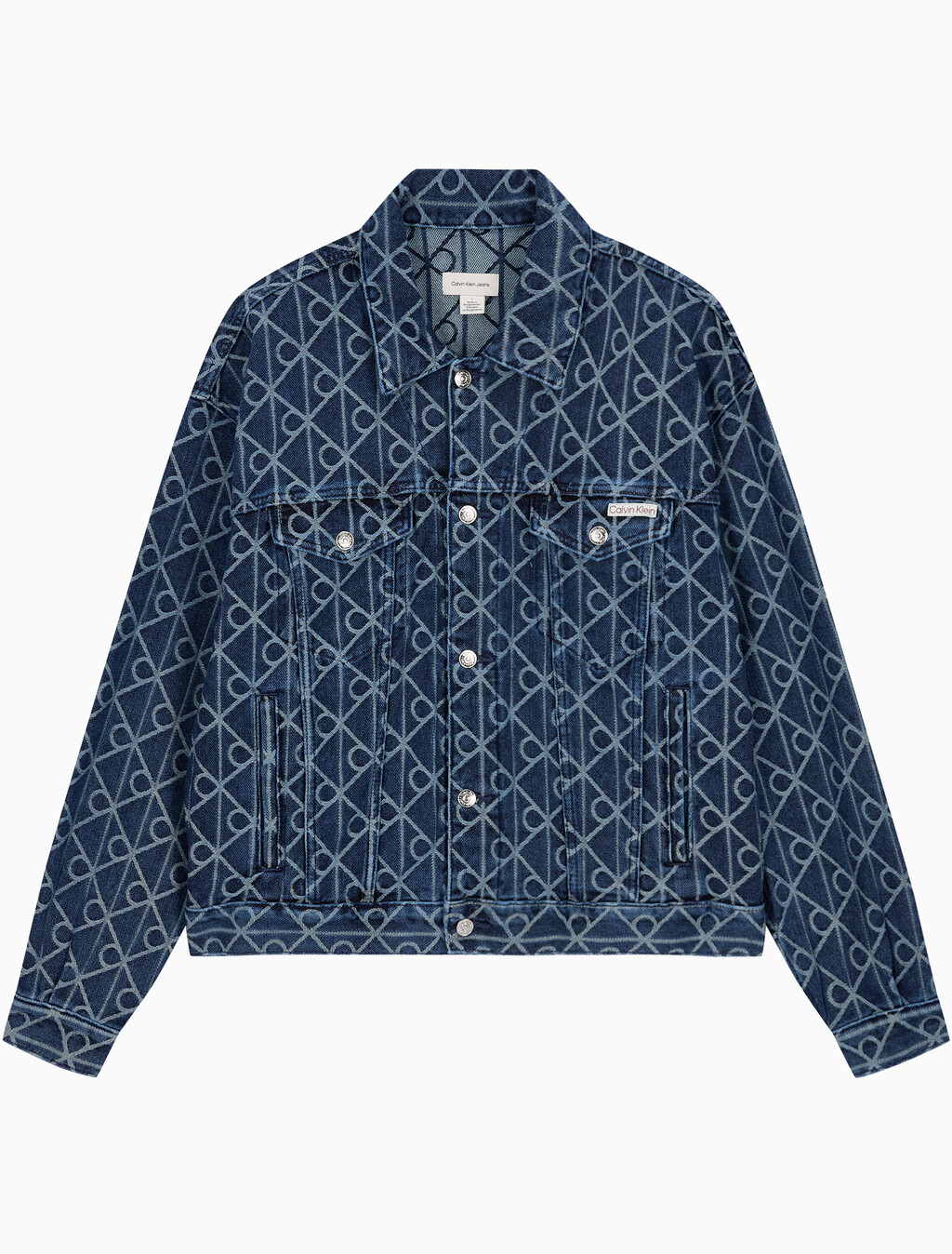 Buy 남성 90S 인디고 엠블럼 자카드 트러커 in color denim
