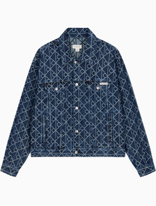 Buy 남성 90S 인디고 엠블럼 자카드 트러커 in color denim