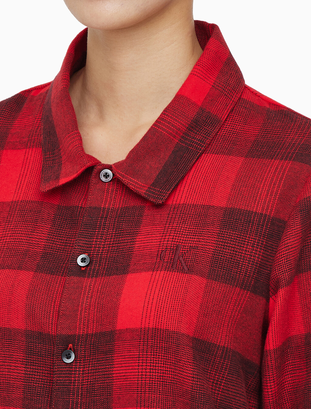 Buy 여성 플란넬 파자마 롱슬리브 탑 in color RED BLACK FLANNEL