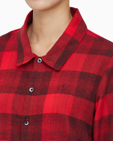 Buy 여성 플란넬 파자마 롱슬리브 탑 in color RED BLACK FLANNEL