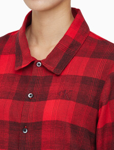 Buy 여성 플란넬 파자마 롱슬리브 탑 in color RED BLACK FLANNEL
