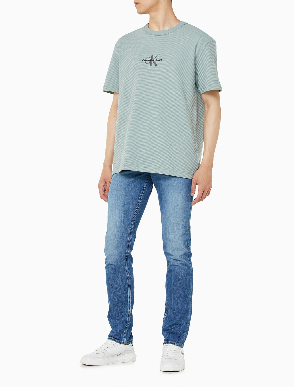 Buy 남성 시티 그리드 로고 반팔 티셔츠 in color KHAKI GREY