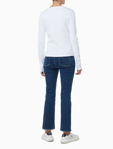 Buy 여성 모노그램 롱슬리브 헨리넥 티셔츠 in color BRILLIANT WHITE