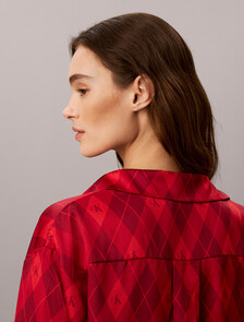 Buy 여성 새틴 쉬인 AOP 셔츠 in color ARGYLE 25+ESTABLISHED RED WHITE