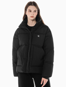 Buy 여성 숏 렝스 스탠드 카라 푸퍼 다운 재킷 in color CK BLACK