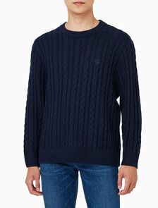 Buy 남성 케이블 크루넥 스웨터 in color NIGHT SKY