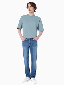 Buy 남성 바디핏 다크블루 에코 쿨 데님 in color BLUE BLACK HANGER LOOP