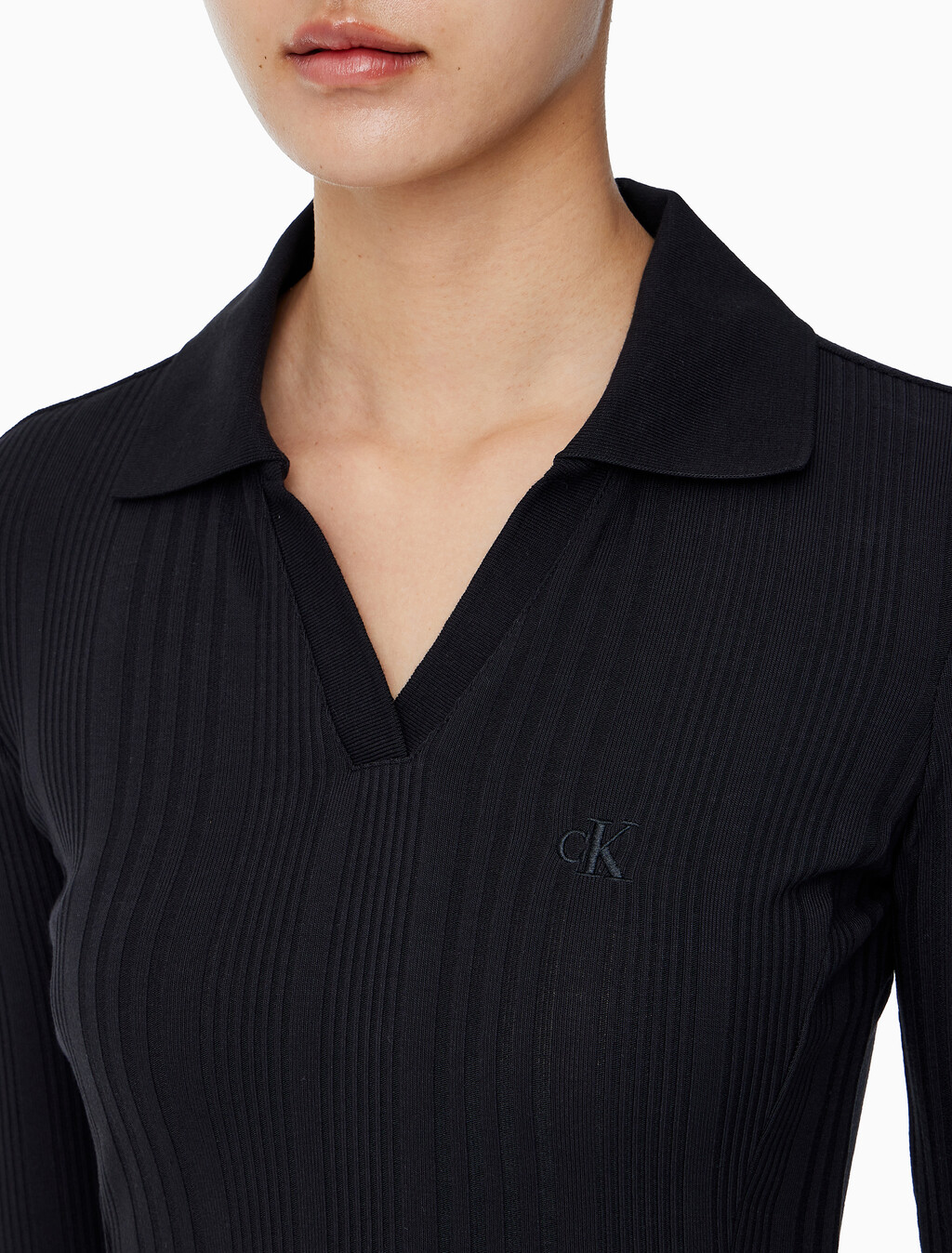Buy 여성 립 폴로 미니 드레스 in color CK BLACK