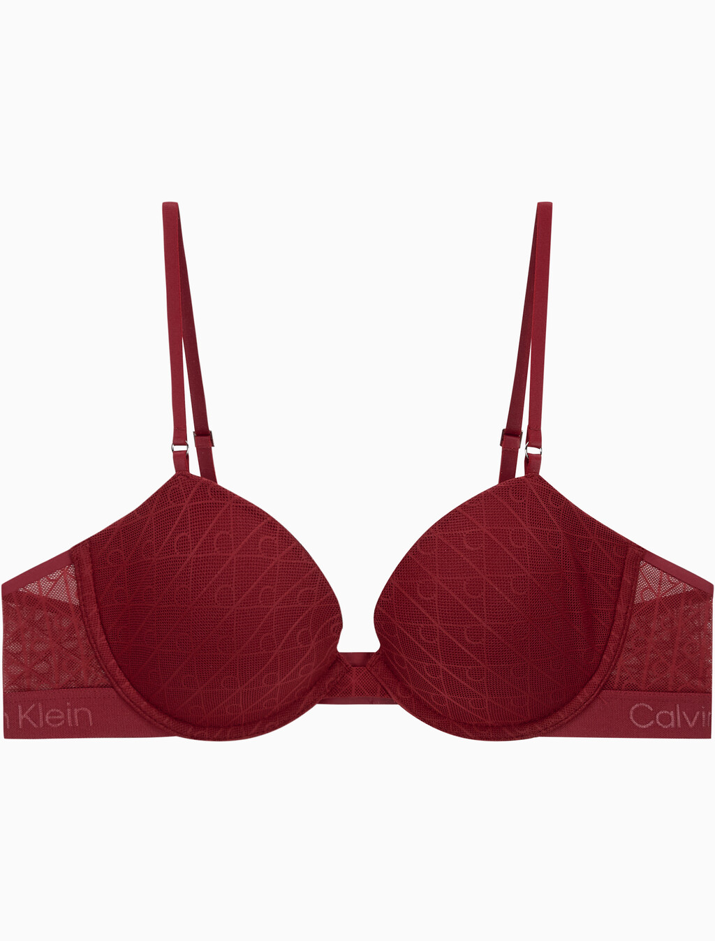 Buy 여성 스컬프트 레이스 데미 브라 in color Dark Red