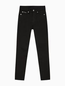 Buy 여성 하이라이즈 스키니 앵클핏 블랙 데님 in color WASHED BLACK LOGO LACE