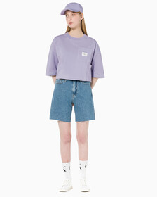 Buy 여성 패션 오버핏 크롭티 in color LAVENDER